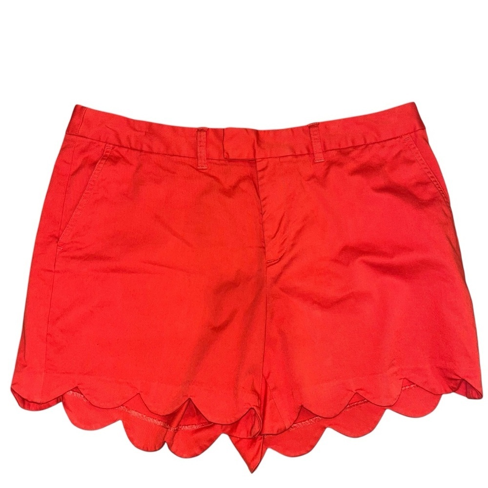 lands end scalloped shorts women’s 16 red orange like new